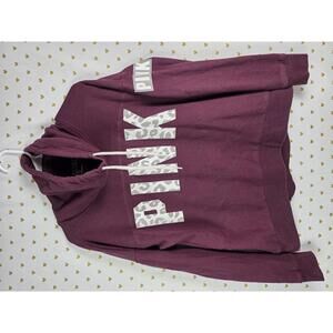 Victorias Secret Pink Cheetah Leopard reflective Logo Slouchy Sweater Shirt Sm